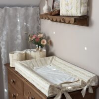 housse de matelas à langer rayures fleuri jaune