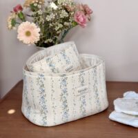 panières de rangement fleuri bleu rayures fleuri tendre rayure
