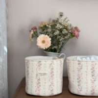 panières de rangement rayé fleuri rose tendre rayures