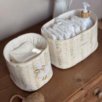 panières de rangement rayures fleuri jaune