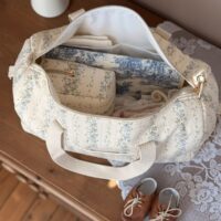 sac à langer tendres rayures fleuri bleu