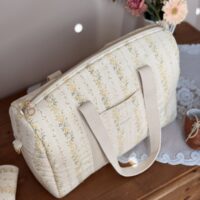 sac à langer tendres rayures fleuri jaune