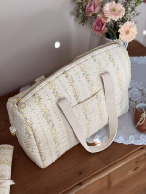 sac à langer tendres rayures fleuri jaune