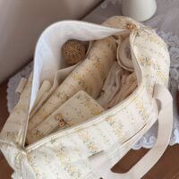 sac à langer tendres rayures fleuri jaune