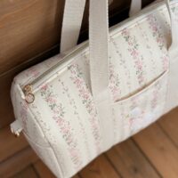 sac à langer tendres rayures fleuri rose broderie oie