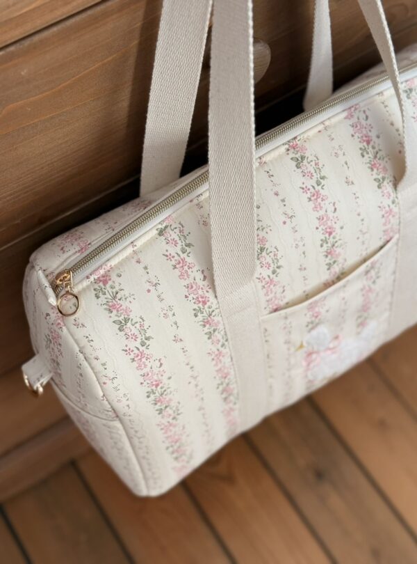 sac à langer tendres rayures fleuri rose broderie oie