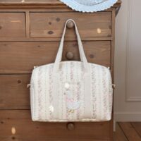 sac à langer tendres rayures fleuri rose broderie oie