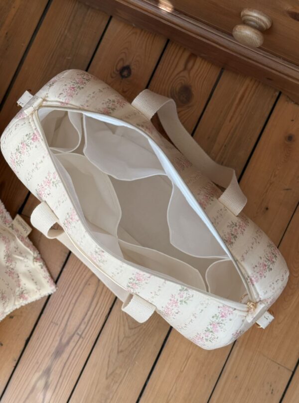 sac à langer tendres rayures fleuri rose broderie oie