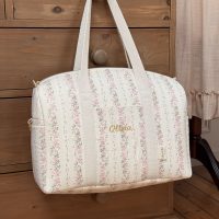 sac à langer tendres rayures rose broderie prénom