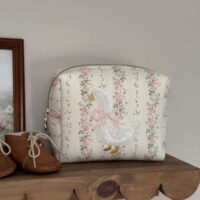 trousse de toilette rayé fleuri rose tendres rayures