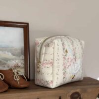 trousse de toilette rayé fleuri rose tendres rayures