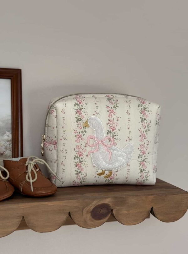 trousse de toilette rayé fleuri rose tendres rayures