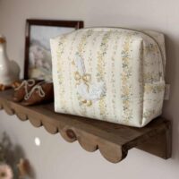 trousse de toilette rayures fleuri jaune broderie oie