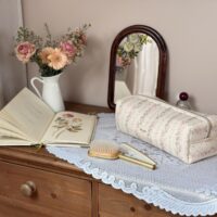 trousse de toilette xl tendres rayures fleurie rose