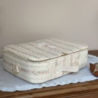 valisette enfant tendres rayures fleuri rose personnalisé