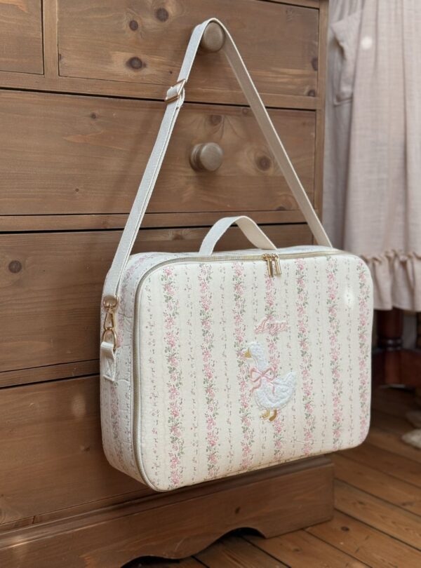 valisette enfant tendres rayures fleuri rose personnalisé (5)