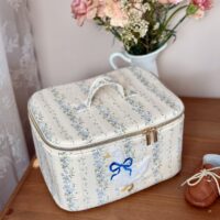 vanity rayures fleuri bleu broderie oie
