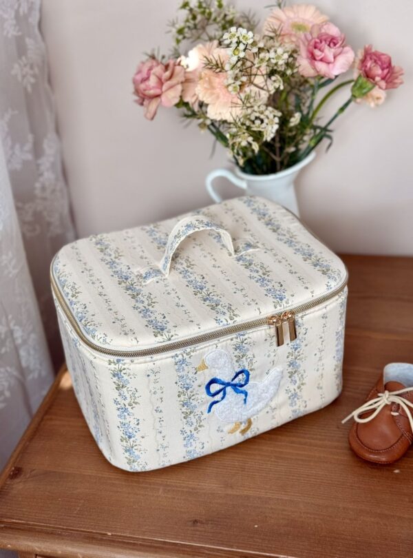 vanity rayures fleuri bleu broderie oie