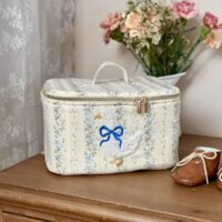 vanity rayures fleuri bleu broderie oie