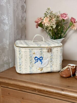 vanity rayures fleuri bleu broderie oie