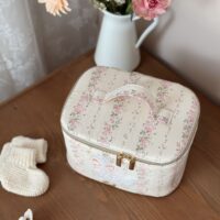 vanyti rayé fleuri rose tendre rayures avec oie brodé