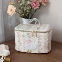 vanyti rayé fleuri rose tendre rayures avec oie brodé