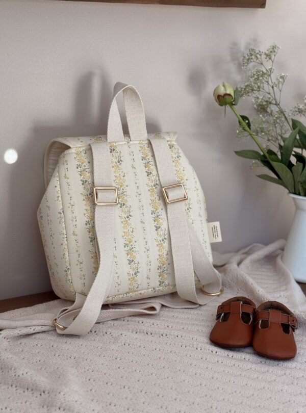 sac à dos tendres rayures fleuri jaune broderie oie
