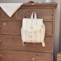 sac à dos tendres rayures fleuri jaune broderie oie